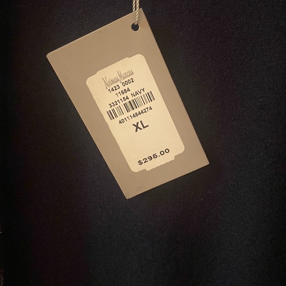 Neiman Marcus NWT NAVY Blue Cashmere Collection Open Cardigan, XL, 64% Silk, 21% - Picture 2 of 9